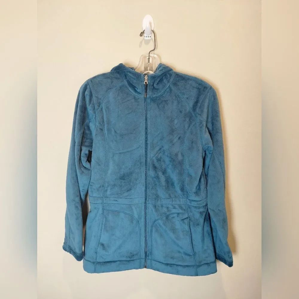 Lands End Blue Fuzzy Full Zip Jacket Size MED Pockets Outdoors NWOT Drawstring